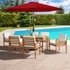 Alaterre Furniture 8 Piece Set, Okemo Table with 6 Chairs, 10-Foot Auto Tilt Umbrella Red ANOK01RD02S6